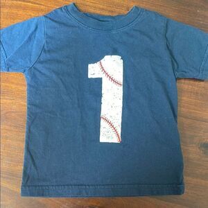 Navy Blue Kids Shirt with Baseball Number Design